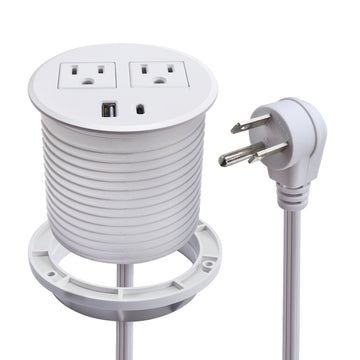 Power Grommet USB C Ports for Desk,20W PD Fast Charge Desktop Power Bar Flat Plug Extension Power Cord 2 AC Outlets Built in Counter Conference Table